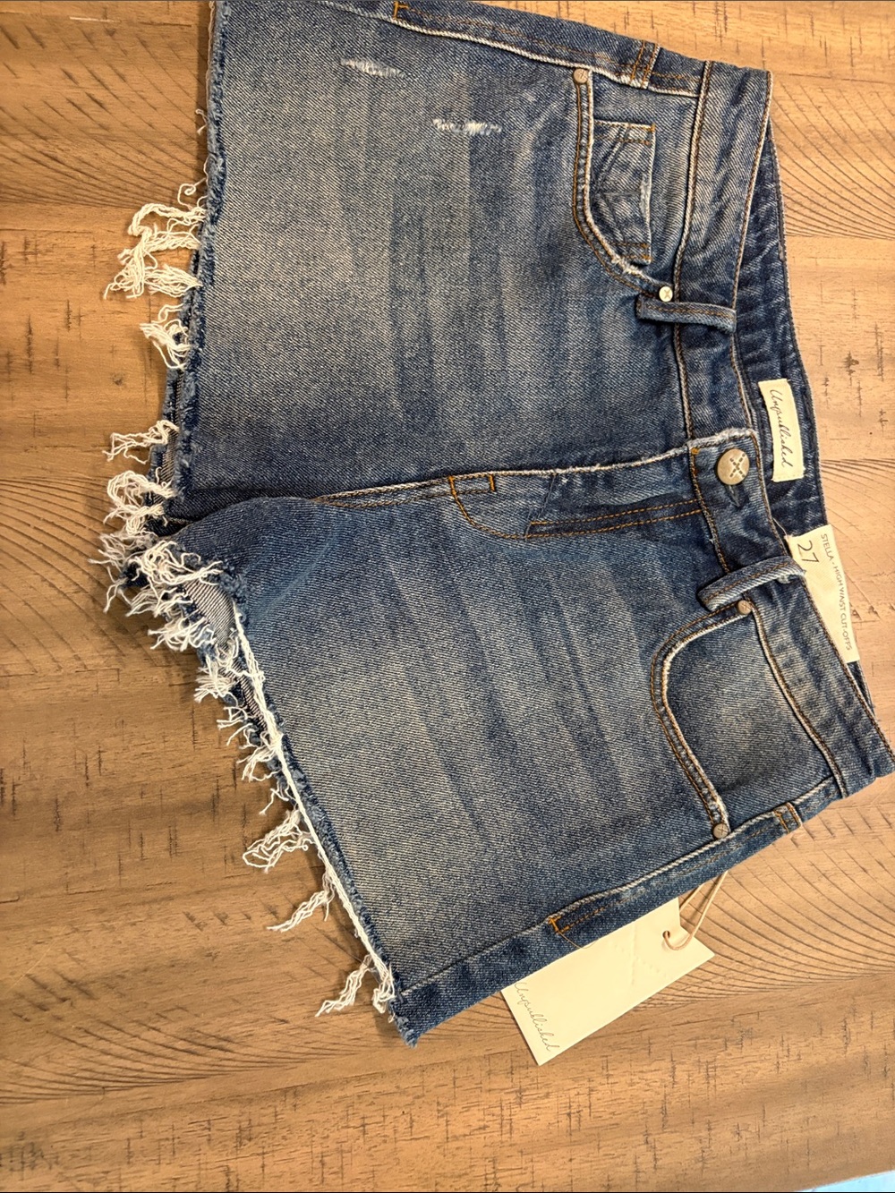 Unpublished Medium Blue Distressed Denim Shorts 797